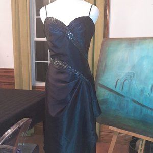 Vintage Tom Bowker for Coterie Floor Length Beaded Gown, sz 12